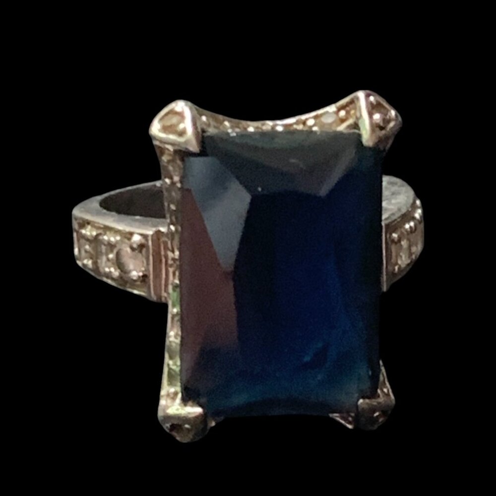 Sterling Silver Faux Sapphire Royal Blue CZ Ring